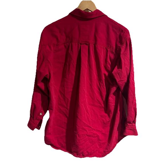 Chamonix Women Medium Vintage 100 Cotton Long Sleeve Dark Pink Shirt - Picture 3 of 5